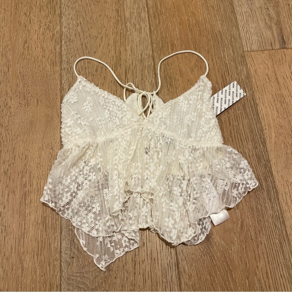 Urban Outfitters White Lace Babydoll Tank Cropped NEW OB1729785
